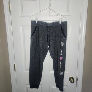 H&M Purple and Gray Capris with Elastic Waistband